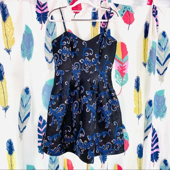 Belle Badgley Mischka Floral Metallic Brocade Vienna Dress sz 2 NWT - Picture 3 of 15